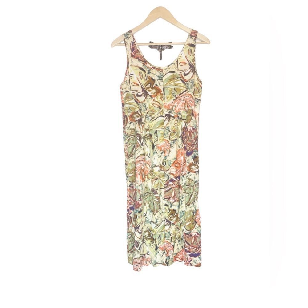 Jams World Midi Tropical Leaf Printed Marble Fern Dress With Pockets